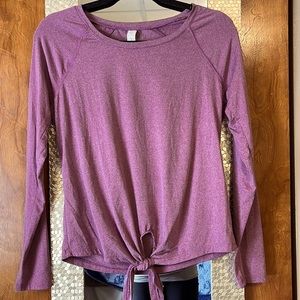 Balance Collection Long Sleeve Tie-Front Top in Dusty Plum